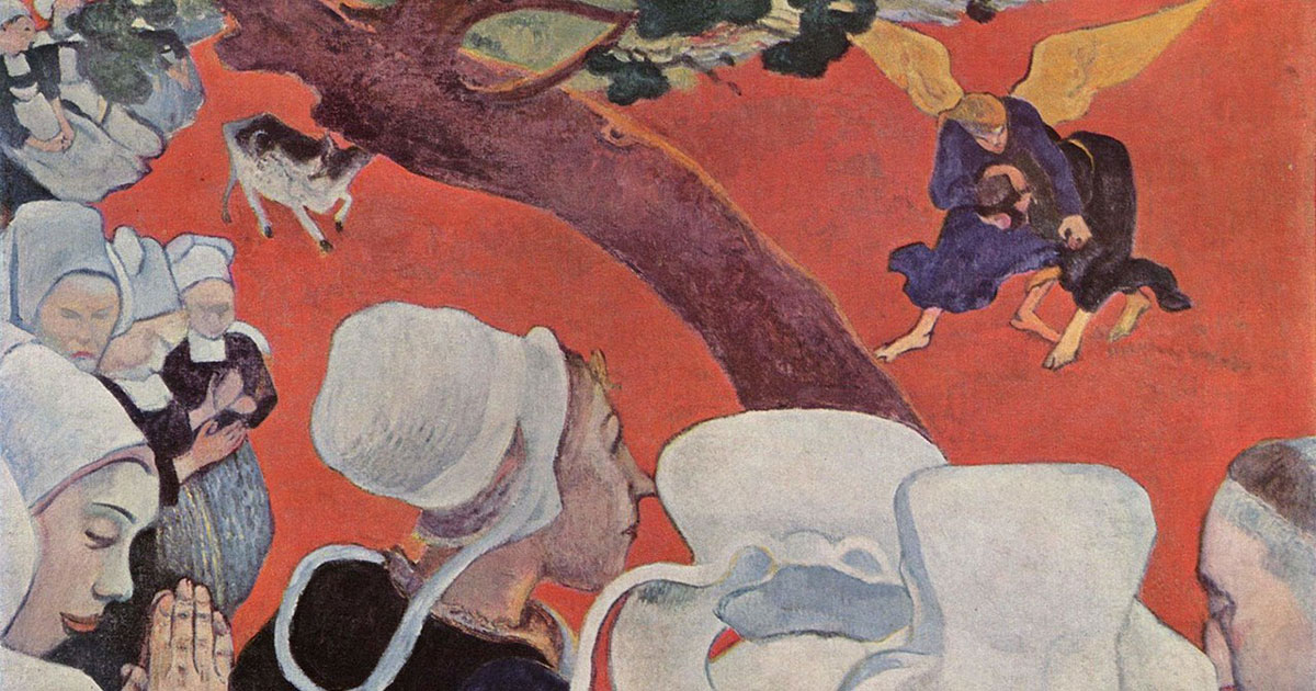 Paul Gauguin - Vision After The Sermon Paul Gauguin's 'Vision After The Sermon,' depics a group of woman watching on as Jacob wrestles with an angel.