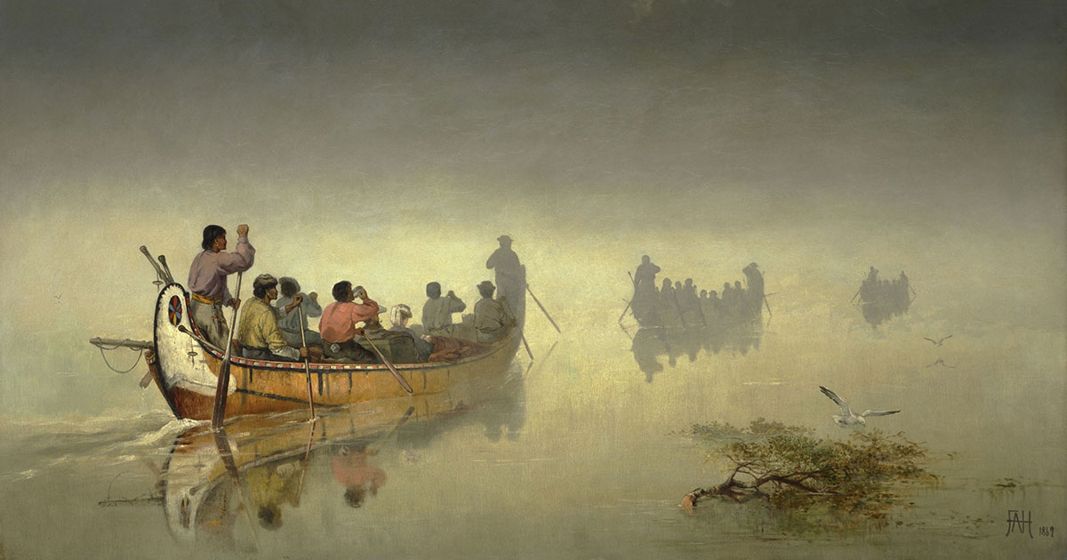 Frances Anne Hopkins - Canoes in a Fog, Lake Superior Frances Anne Hopkins - Canoes in a Fog, Lake Superior