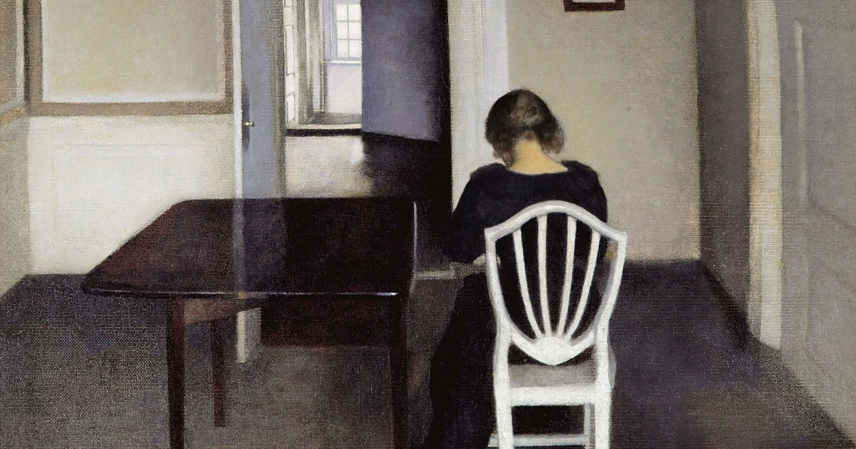 Vilhelm Hammershøi - Interior with Ida in a White Chair Vilhelm Hammershøi - Interior with Ida in a White Chair